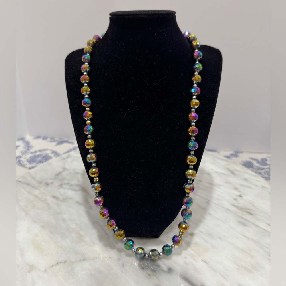 Purple disco ball beaded Multicolor Necklace